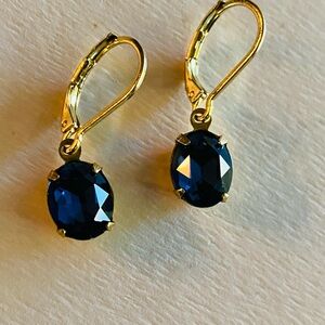 Dark sapphire Oval Earrings
